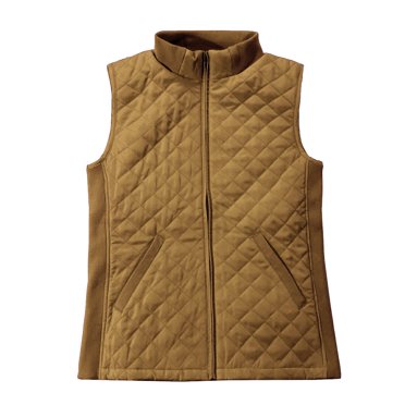 Bienzoe Women Casual Quilted Sleeveless Light Weight Vest Stretch Rib Camel S