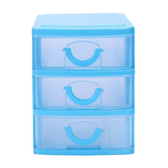 Mini Boîte de Rangement en Plastique Translucide de Type Tiroir à Trois Couches en Bleu, Catégorisée sous Contenants de Rangement. Fabriquée en Matériau PP durable, la Conception Compacte Mesure 12,5 cm x 9 cm x 11,5 cm et Pèse 110 G. Convient pour Organiser de Petits Articles comme des Fournitures d'Artisanat Ou des Accessoires de Bureau à la Maison Ou au Bureau.