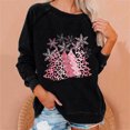 thumbnail image 1 of Meichang Christmas Shirts for Women Pink Leopard Xmas Tree Graphic T Shirts Raglan Long Sleeve Crew Neck Pullover Holiday Distressed Washed Sweatshirts, 1 of 5