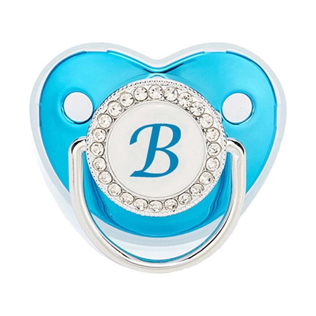 XZNGL Pacifier Clips Baby Girl Baby Pacifier 26 Letter Name Initials Clip Silicone Baby Pacifier Golden Shiny Newborn Pacifier Silicone Pacifier Clip