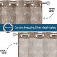 thumbnail image 4 of Vargottam Brown Geometric Design Extra Long Sheer Curtains for Double Height Windows & Doors - Set of 2 Panels, 108", Grommet Top, Light Filtering Printed Georgette Drapes, 4 of 9