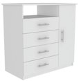 thumbnail image 1 of Tuhome Modern Engineered Wood White Peru Four Drawer Dresser, 1 of 15