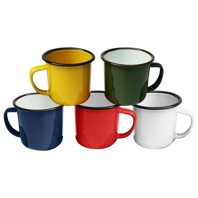 LOVEVER 5 Pcs Tasses de Camping en Émail Multi Couleurs Café Thé pour Activités Intérieures Extérieures