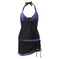 thumbnail image 5 of Ketyyh-chn99 Womens Swimsuits Tankini Swim Top High Waisted 2 Piece Tankini Set for Women Tummy Control Color Block Striped Swimsuit Knit Ribbed Bathing Suit Purple,L, 5 of 5