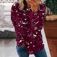 thumbnail image 2 of IROINID Liquidation Hauts pour Femmes Grande Taille Imprimé Manches Longues Confortable Respirant T-Shirt à Col Rond Hauts, Bourgogne, 2 of 8