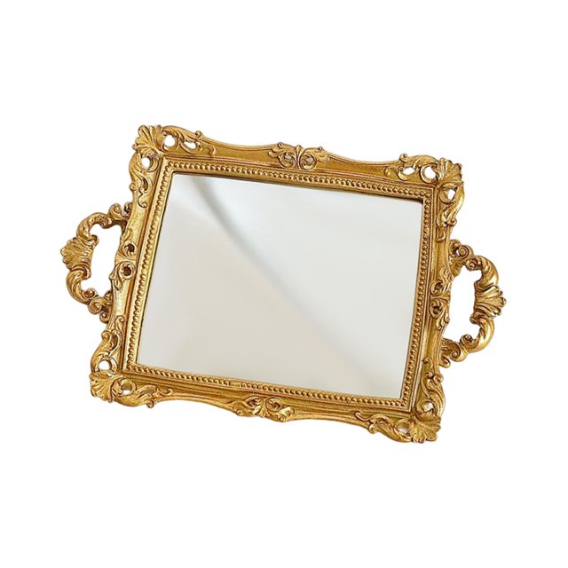 Abbracc European Mirror Tray Cosmetic Perfume Storage Plates Perfume Retro Vanity Mirror