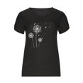 thumbnail image 4 of CHUANK Hauts pour Femmes en Solde à Moins de 10$ Hauts Décontractés Printemps Été Manches Longues en Coton Lin Imprimé Graphique Pissenlit Col Rond Blouses Vintage Grande Taille, 4 of 4