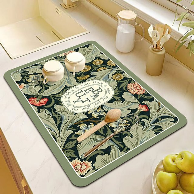 Coffee Mat Absorbent No Water Marks Quick Drying Mat for Kitchen Counter Rubber Backing Coffee Bar Mat Fit Under Coffee Maker Machine Coffee Pot Coffee Bar Accessories