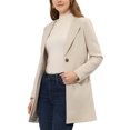 thumbnail image 1 of INSPIRE CHIC Women's Half Lapel Long Sleeves One Button Winter Mid-Length Overcoat S Beige White, 1 of 5