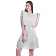 thumbnail image 2 of Moomaya Womens Ruffle Sleeve A,Line Schiffli Dress Solid Designer Party Dress, 2 of 6