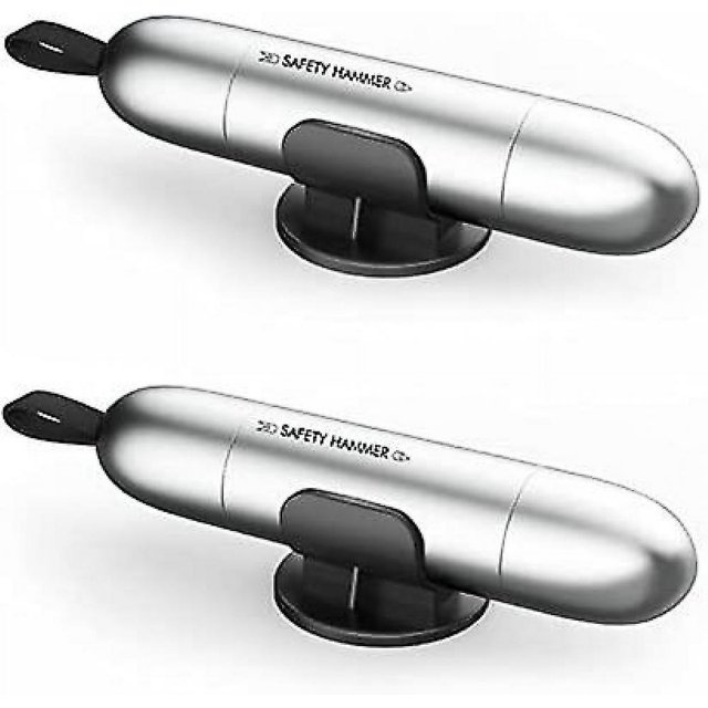 2 Pack Multi-function Safety Hammer Glass Breaker Car Emergency Hammer Silver