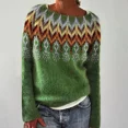 thumbnail image 2 of MesaSe Chandail Imprimé Fair Isle pour Femmes Style Vintage Aztèque Paysage de Montagne Col Rond Tricoté, 2 of 3