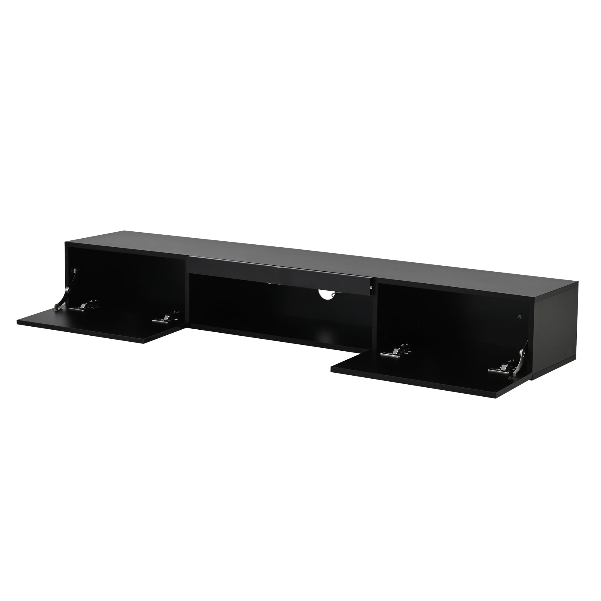 Meuble télé suspendu Noble House 160 cm avec éclairage DEL, pour téléviseur 178 cm, noir