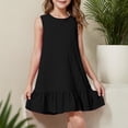 thumbnail image 2 of Milgrthf Robe d'Été pour Filles, Enfants, Décontractée, Col Rond, Sans Manches, Mode, Texturée, Ourlet à Volants, Mini Robe Débardeur, Robes d'Été pour Préadolescentes, Noir, 11 Ans, 2 of 9
