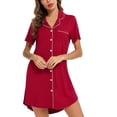 thumbnail image 4 of Kcodviy Chemise de Nuit Pyjama pour Femmes Robe de Pyjama pour Femmes Manches Courtes/longues Chemise de Nuit Boutonnée pour Femmes Haut de Nuit Chemise de Nuit Style Boyfriend pour Femmes Chemises Chemise de Nuit, 4 of 6