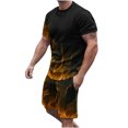 thumbnail image 1 of XZNGL Men Print Short Sleeves Casual Beach Short Sleeve Round-Neck Blouses & Sets, 1 of 5