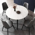 thumbnail image 1 of Wisfor Round Kitchen Dining Table High Gloss Marble Top with Tapered Metal Legs for Dining Room Coffee Shop Restaurant, 1 of 8