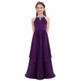 thumbnail image 1 of Oyolan Robe de Demoiselle d'Honneur pour Enfants Robe Longue en Chiffon pour Concours Soirée Danse Violette 16, 1 of 7
