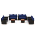 thumbnail image 2 of Costway 8 PCS Wicker Patio Furniture Set with Removable Cushions Storage Coffee Table Navy, 2 of 10