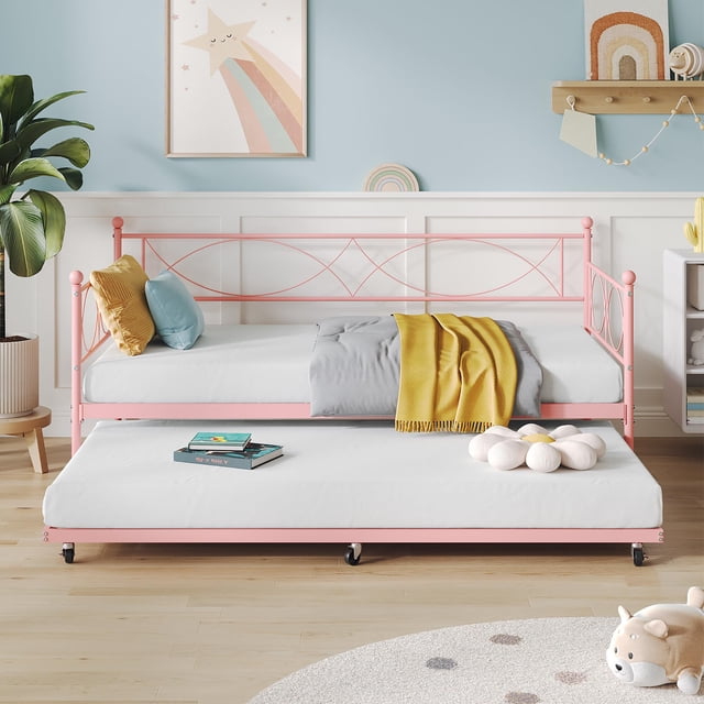 AKDSteel Metal Twin Daybed, Sofa Bed Frame with Steel Slat Support, Multifunctional Day Bed for Living Room
