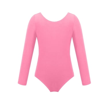 2025 Gymnastics Leotards For Girls 5-18 Years Ballet Dance Toddler Leotard Long Sleeve Bodysuit Pink