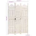 thumbnail image 4 of vidaXL Hand carved 3-Panel Room Divider White 120x165 cm Solid Mango Wood, 4 of 5