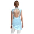 thumbnail image 2 of Oyolan Robe de Patinage Artistique Brillante pour Filles, Robe de Danse Lyrique, Justaucorps de Ballet à Jupe Froncée pour Compétition, Bleu Pâle 8, 2 of 4