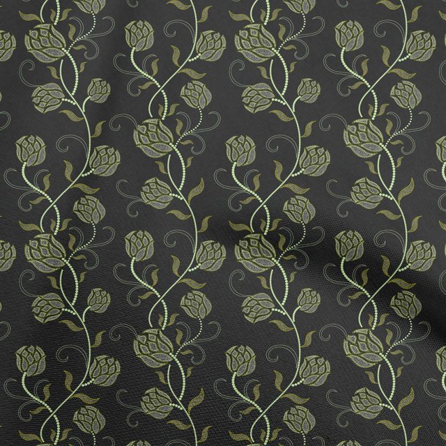 oneOone Velvet Dark Green Fabric Floral Craft Projects Decor Fabric Printed By The Yard 58 Inch Wide
