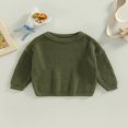 thumbnail image 2 of Toddler Baby  Neck Sweaters  Long Sleeve Solid Color Loose Knitted Pullovers, 2 of 7