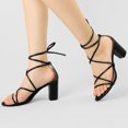 thumbnail image 2 of BLISSFUL STEP Women's Open Toe Strappy Lace Up Block Heel Sandals, 2 of 6