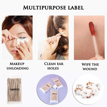 TopLLC 100 Pcs Cotton Swabs, Cotton,Wooden Cotton Sticks For Ear,Great Chlorine-Free Low Sensitivity Cotton Swabs For Makeup, Daily Cleaning, Pet Care Cotton Swabs