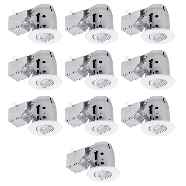 Globe Electric 90953 Recessed Lighting (10 Pack), 4" White Round Swivel, 10 Count