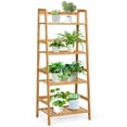 thumbnail image 1 of Gymax Étagère Échelle en Bambou à 4 Niveaux, Présentoir Polyvalent pour Plantes, Étagère de Rangement, 1 of 10