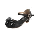 thumbnail image 1 of Girls Heels Princess Shoes Rhinestone Lace Bowknot Sparkling Closed Toe Heels Ankle Strap Pendant Dance Wedding Party Spring Summer Dress Pump Shoes Black, 1 of 5