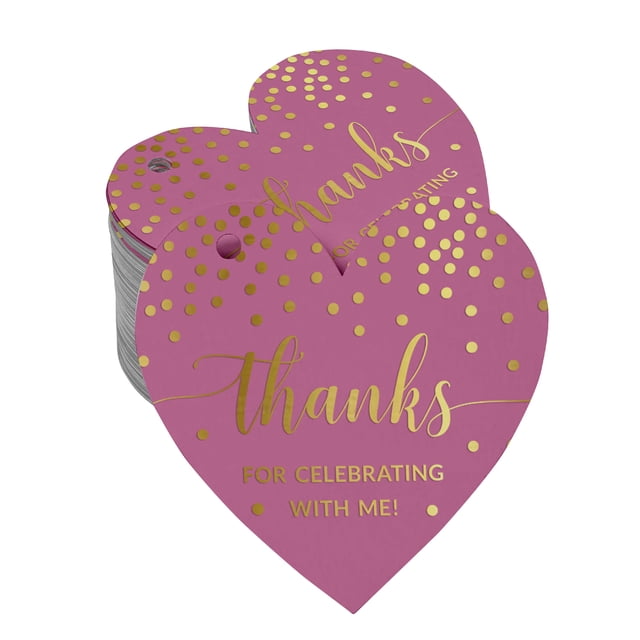 Inkdotpot Pack Of 50 Thanks For Celebrating With Me Birthday Favor Paper Tags Craft Real Gold Foil Hang Tags