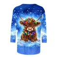 thumbnail image 5 of QIPOPIQ Hauts pour Femmes Manches 3/4 Col Ras du Cou T-Shirts Mignons Décontractés Imprimé Hauts Tendance T-Shirt Trois Quarts Chandail d'Été Liquidation, 5 of 5