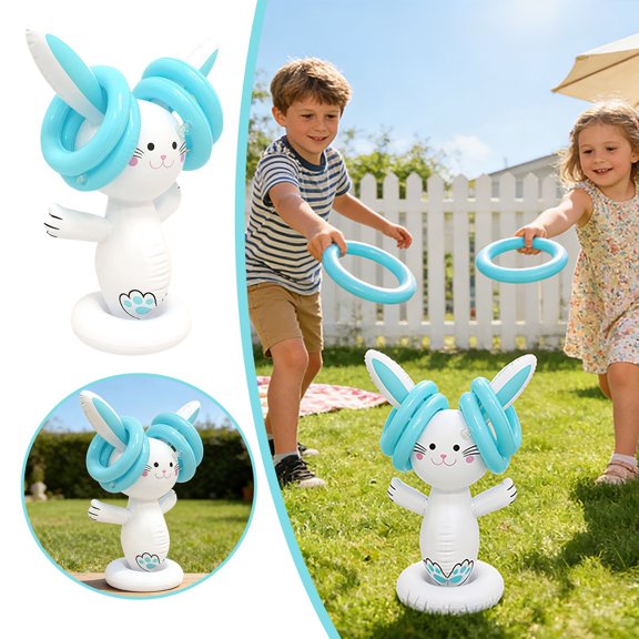 TIELUTT Jeu d'Anneaux Lapin de Pâques Gonflable pour Enfants Extérieur Intérieur Activité de Fête Familiale Baignoire Gonflable Tremplin Gonflable 10000 Gonflable 14x36 Piscine Gonflable