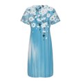 thumbnail image 5 of Ovzne Robes d'Été pour Femmes 2025 Robe de Plage Femme Couleur Unie Ample Décontractée à la Mode Imprimée à Manches Courtes à Col en V Robe Mi-Mollet à Manches Courtes à Col en V Robe d'Été à Manches Courtes, 5 of 5