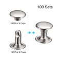 thumbnail image 3 of Unique Bargains 100 Sets Leather Rivets 8mm Double Cap Rivets 8mm Height Metal Studs Rivet, Silver Tone, 3 of 5