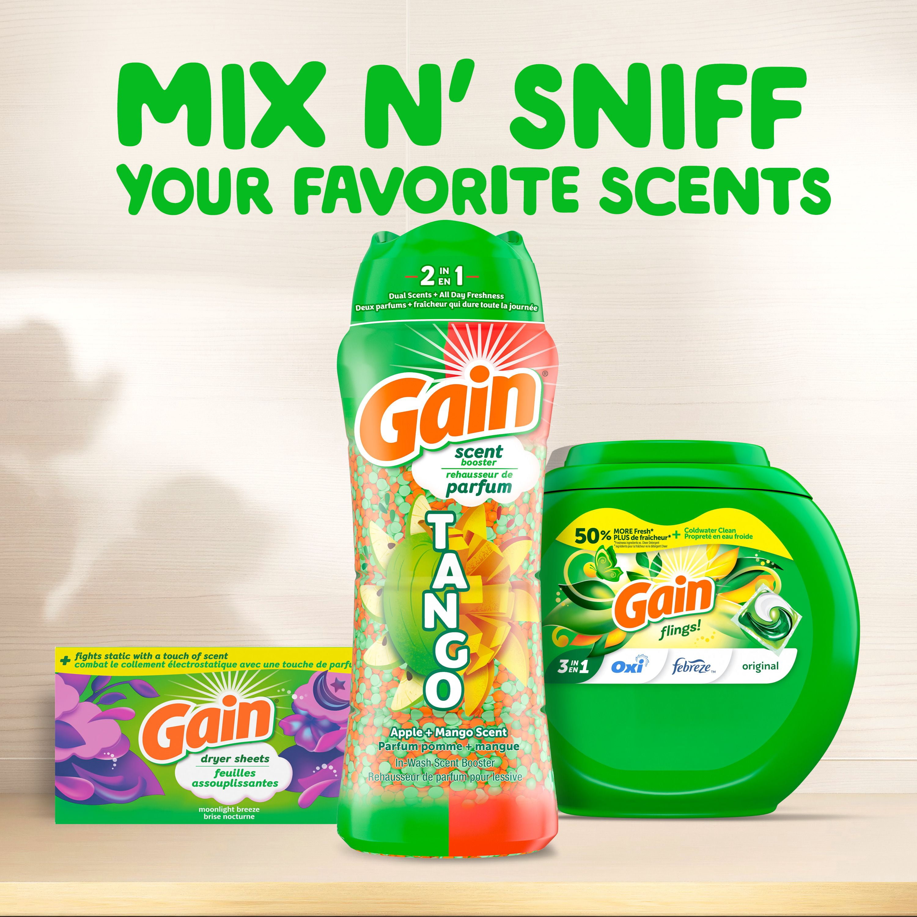 Gain Tango 2-in-1 Laundry Scent Booster Beads, Apple and Mango Scent, Laundry Beads with Dual Scents Plus All Day Freshness