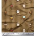 thumbnail image 1 of Soimoi polyester Crepe Fabric Stripe & Drinks Summer Designs Printed Fabric 1 Yard 42 Inch Wide, 1 of 3