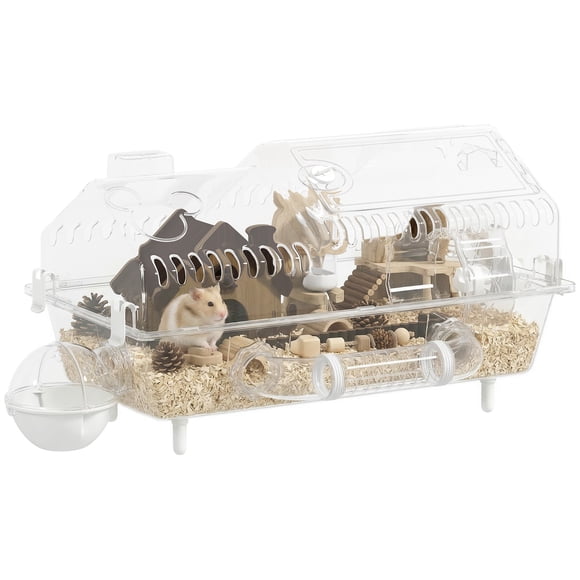 PawHut Hamster Cage Full Transparent Viewing for Dwarf Hamster