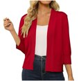 thumbnail image 1 of Pitauce Cardigan Court pour Femmes à Manches 3/4, Ouvert à l'Avant, Boléro Léger en Tricot, Shrug Cardigan, 1 of 5