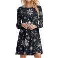 thumbnail image 2 of XZNGL Robe à Manches Longues Femme Mode Femme Décontractée à Manches Longues Col Rond Robe Imprimée de Noël Longueur Genou Robe à Manches Longues pour Femmes Robe à Manches Longues pour Femmes Aguichant, 2 of 5