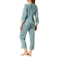 thumbnail image 3 of INSPIRE CHIC Pyjama de Nuit en Satin pour Femme, Col en V, Dentelle, Tenue de Détente, Ensemble de Pyjama, S Bleu Clair, 3 of 6