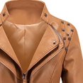 thumbnail image 3 of LOVZFMLL Vestes pour Femmes en Cuir à Manches Longues Veste Courte à Revers Veste Veste, 3 of 3