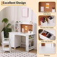 thumbnail image 2 of BeesClover Kids Study Desk and Chair Set, Children's Learning Table with Bookshelf, Bulletin Board, Cabinets & Drawer, 2 of 6