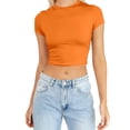 thumbnail image 1 of B91xZ Hauts Basiques d'Été pour Femmes T-shirt Imprimé Ample Manches Courtes Blouse Col Rond Hauts Décontractés, Orange TG, 1 of 5