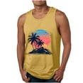 thumbnail image 3 of Sentmoon Workout Tank Tops for Men Summer Sleeveless Crew Neck Mens Workout Shirts Palm Tree Print Loose Fit Bodybuilding Compression Shirt Men Vacation for Layering Under Shirts Yellow L, 3 of 6