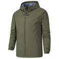 thumbnail image 1 of MAWCLOS Men's Lightweight Long Sleeve Hooded Jacket Work Drawstring Windbreaker Army Green 5XL, 1 of 2